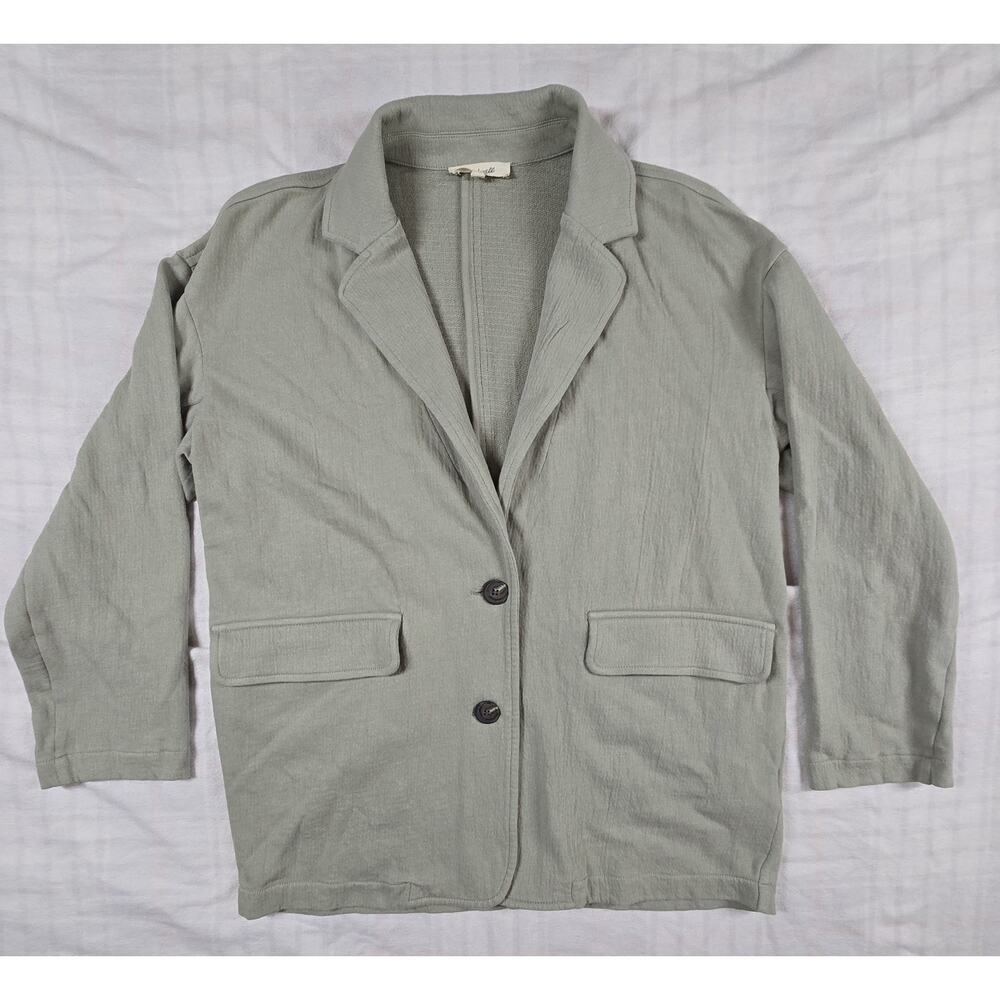 Madewell Womens Rumpled Terry Blazer Forgotten Landscape Oversized Green XS